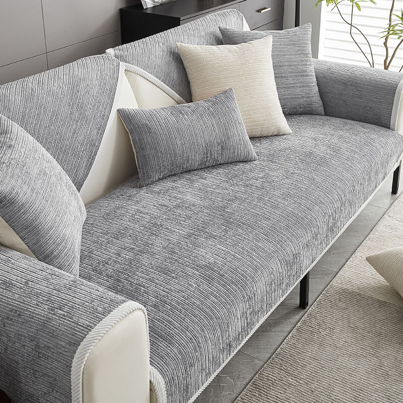 Chenille Sofa Cover | Anti-Scratch Couch Slipcover with Non-Slip Base | Stylish Protection for Dogs and Furniture 0