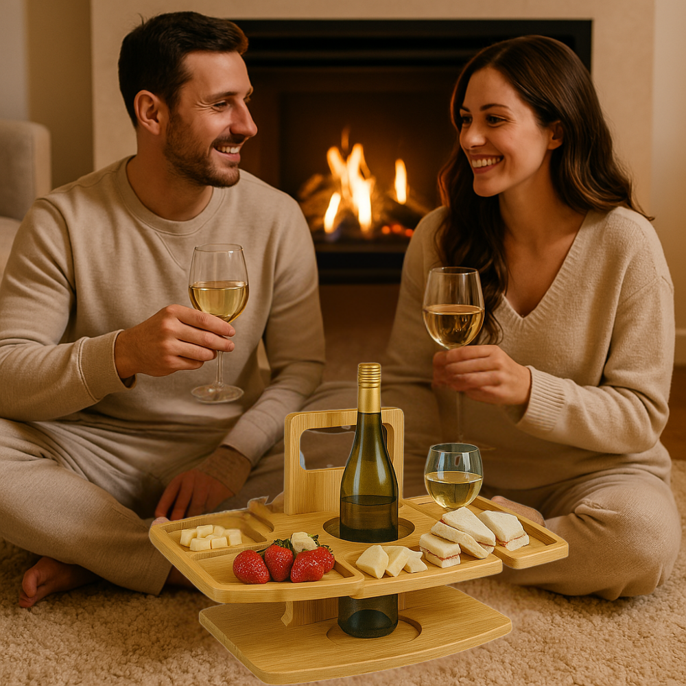 Portable Wooden Picnic Table with Compact Folding Design | Ideal Outdoor Table for Enjoying Wine and Snacks 1