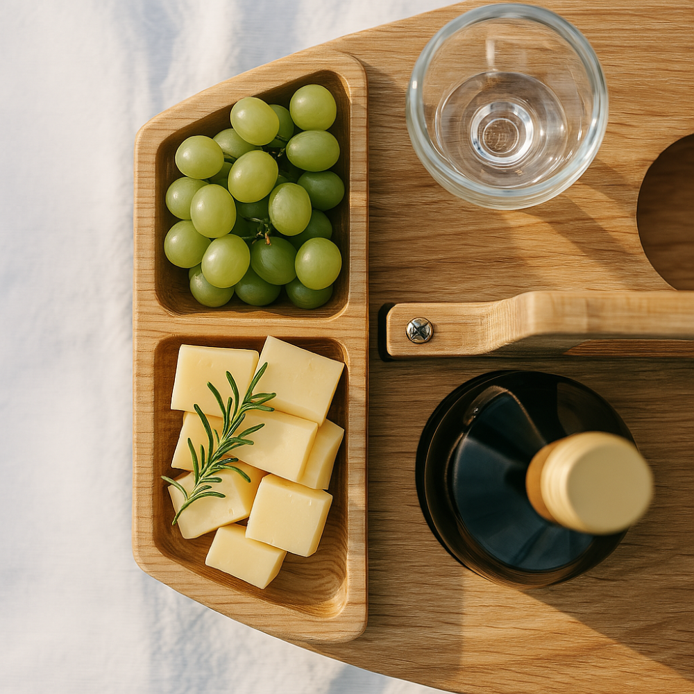 Portable Wooden Picnic Table with Compact Folding Design | Ideal Outdoor Table for Enjoying Wine and Snacks 3
