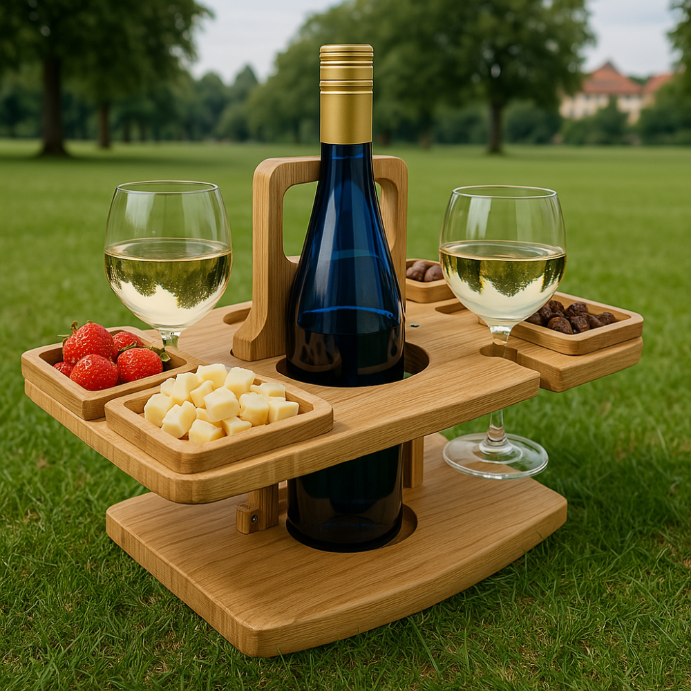 Portable Wooden Picnic Table with Compact Folding Design | Ideal Outdoor Table for Enjoying Wine and Snacks 4