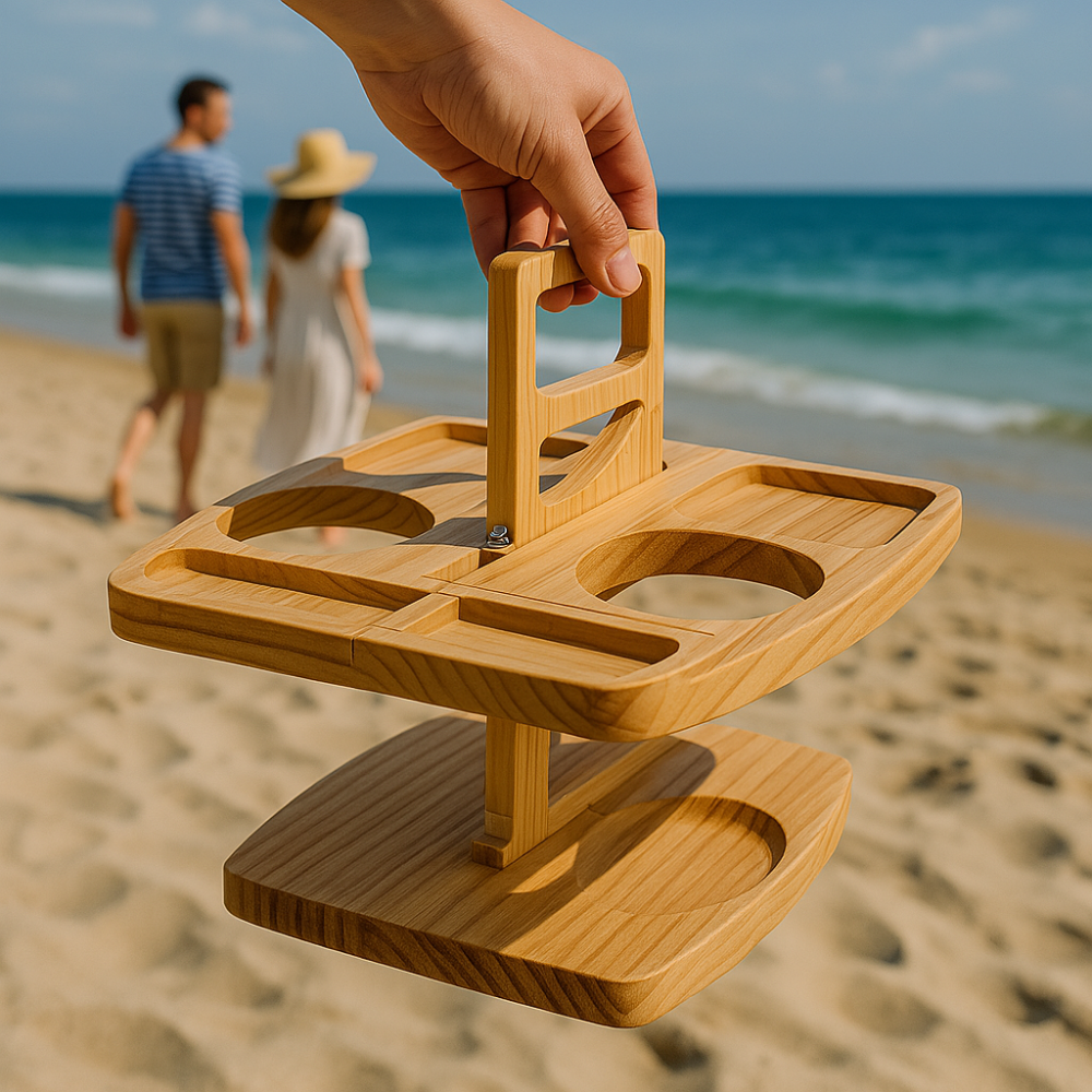 Portable Wooden Picnic Table with Compact Folding Design | Ideal Outdoor Table for Enjoying Wine and Snacks 7